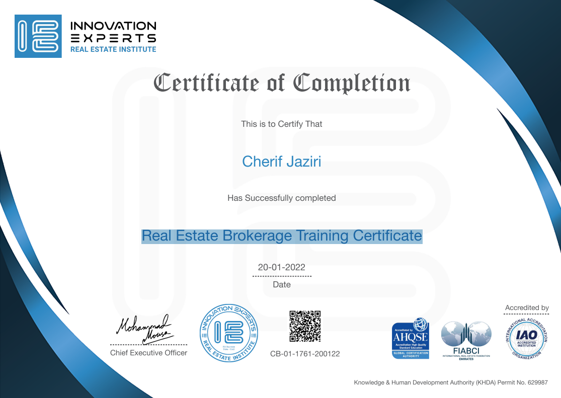 Real Estate Brokerage Training Certificate - Dubai